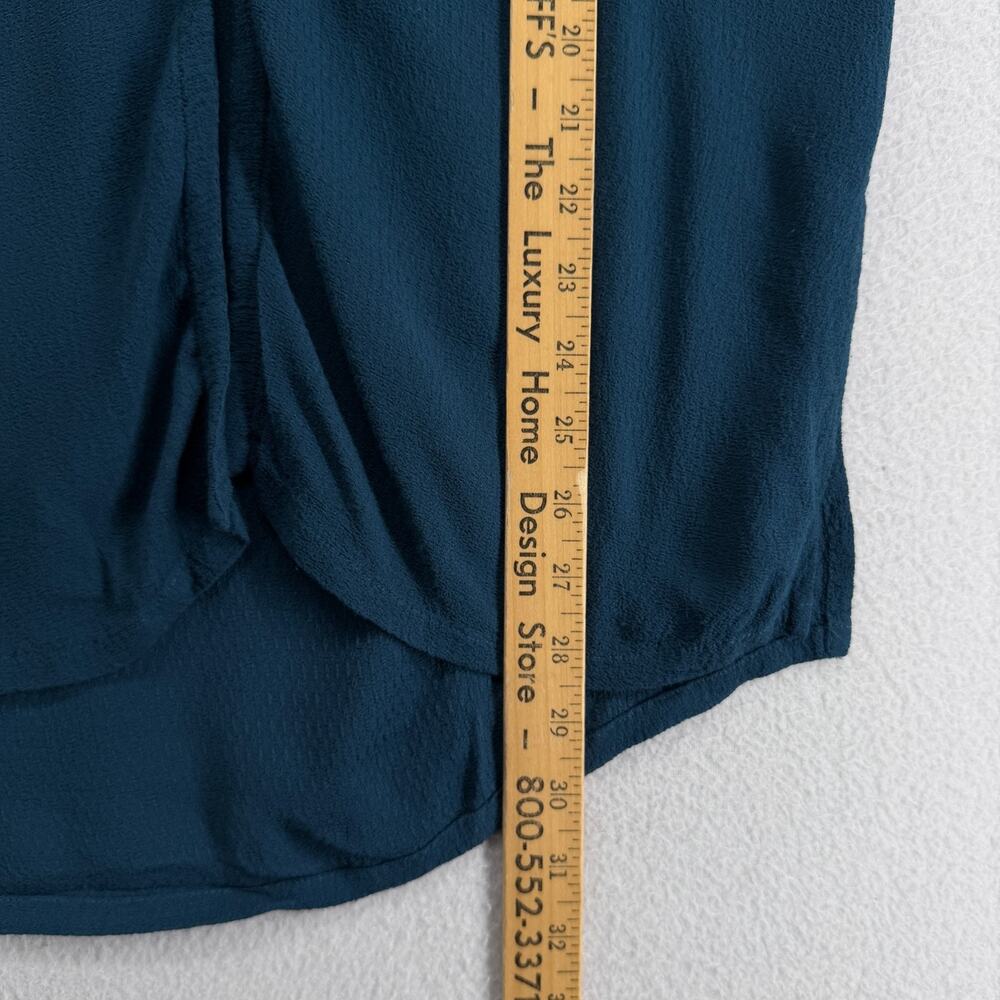 EILEEN FISHER Top S Rayon Crepe Button Up Cardigan Long Sleeve Blue VTG USA - Picture 10 of 11
